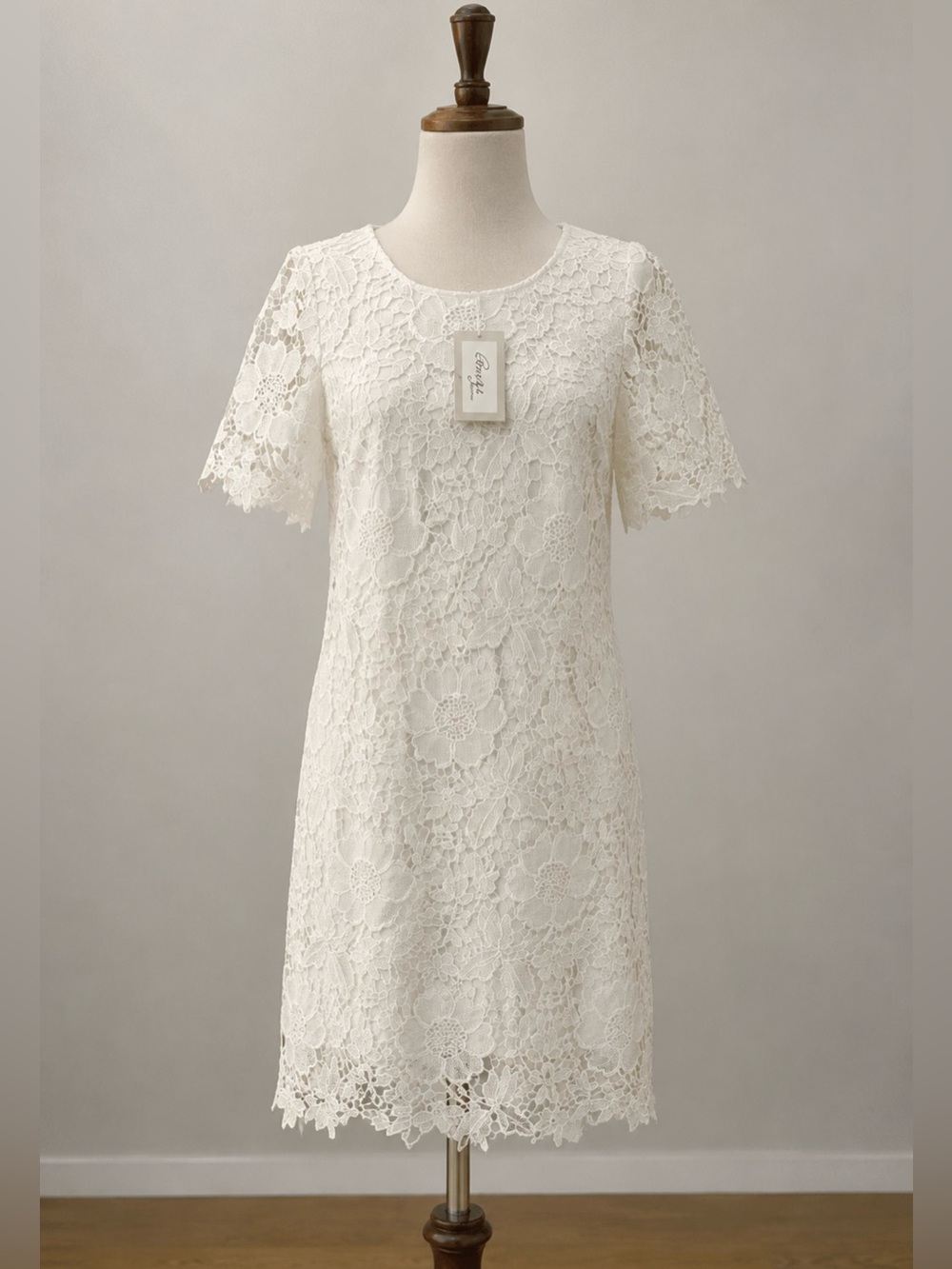 Beige by eci White Lace Midi Dress
